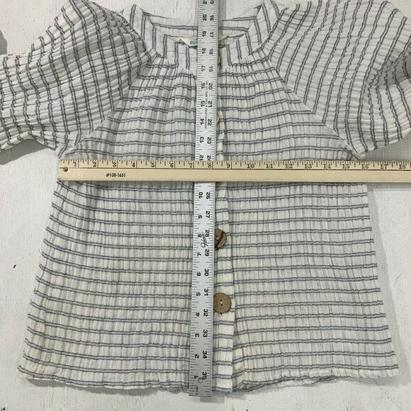Sundance Crinkled Blouse Women's Size S Mid Sleeve Tie Cuff Big Buttons Shirt - Picture 6 of 10